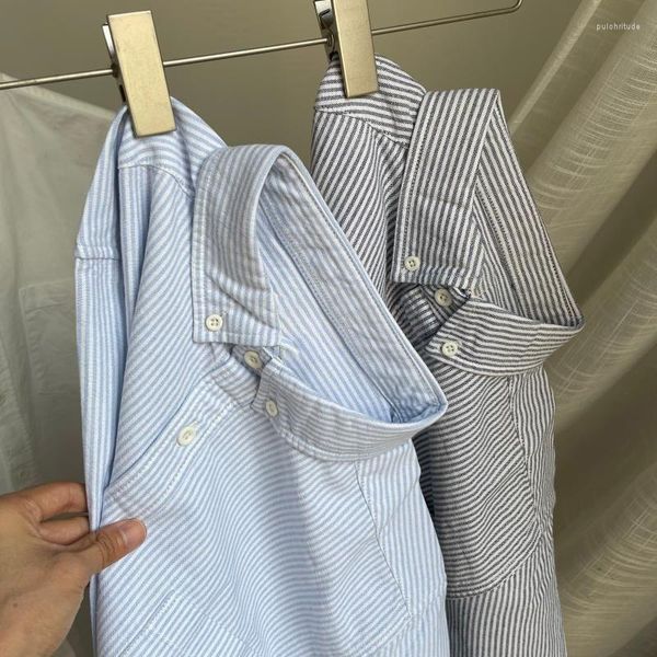 Camicie casual da uomo Camicia coreana a maniche lunghe a righe in cotone Oxd Top da donna per uomo Abbigliamento Camisas Y Blusa