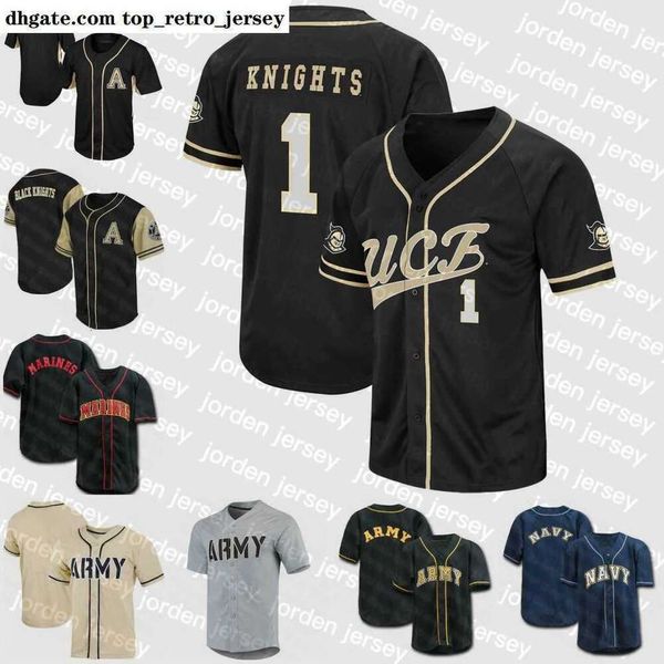 NOVO usa camisa de costura de cavaleiros pretos do exército 2 Tyhier Tyler NCAA College Baseball Jerseys personalizados qualquer nome e entorpecido