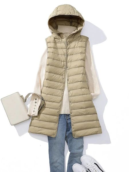 Parka da donna in piumino SEDUTMO Gilet invernale in piumino d'anatra da donna Giubbotti lunghi ultraleggeri sottili con cappuccio Gilet sottile Parka basic casual ED1769 231005