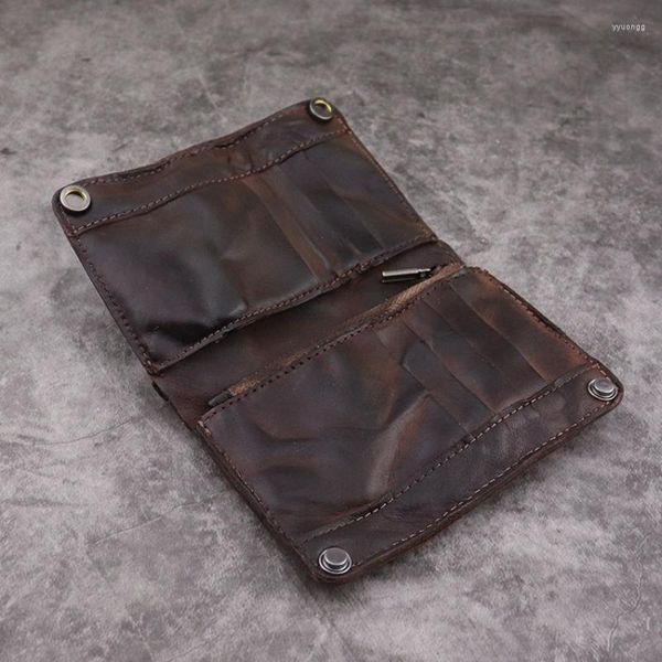 Brieftaschen Hauptschicht Pflanzlich gegerbtes Leder Geldbörse Retro-Stil Multi-Card-männliche Multifunktionstasche