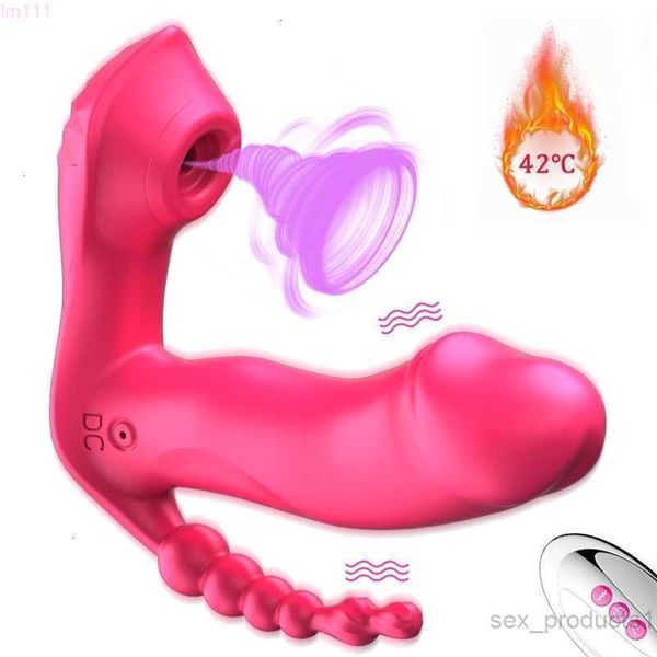 Spielzeug Sex-Massagegerät 3 in 1 Saugvibrator Klitoris Sauger Analkugeln Vagina Stimulator Tragbare Oralvibratoren Erotischer Dildo für FrauenCW41