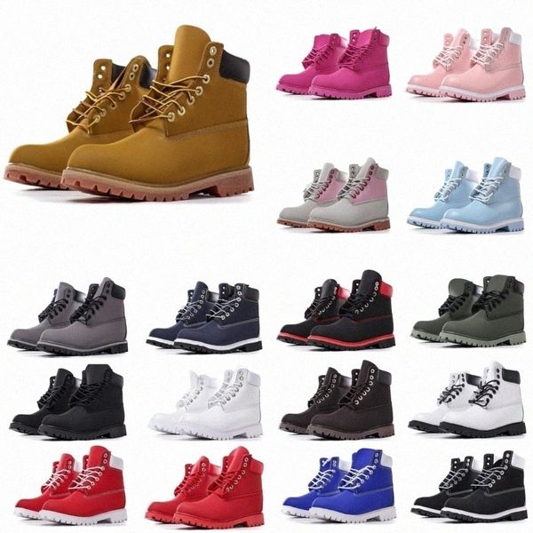 Designer Botas Timberl Botas Homens Mulheres Bota Sapatos De Couro Tornozelo Clássico Martin Sapato Cowboy Amarelo Vermelho Azul Preto Rosa Caminhadas Motocicleta Bootiess Desem o6lN #