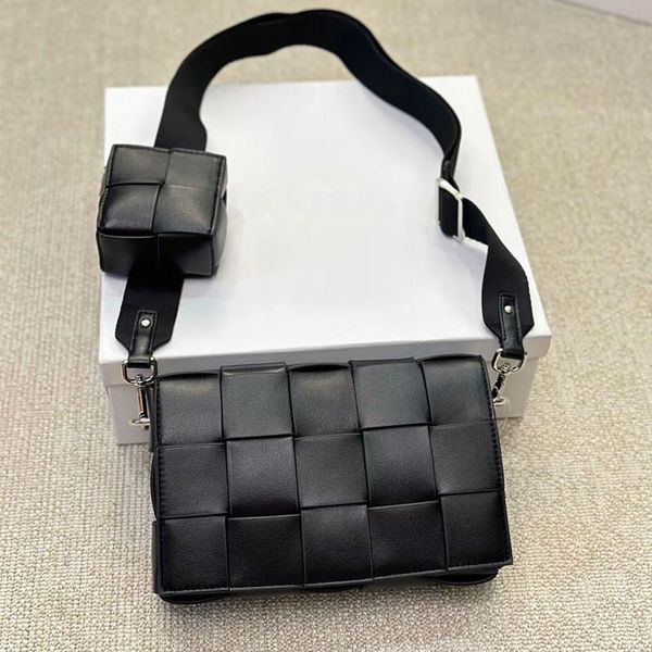 Designer-Geldbörsen, Handtaschen, Kassette, gewebte Klapptasche, Damen-Designer, echtes Leder, karierte Umhängetasche, Herren, Messenger-Schultertasche, schwarze Umhängetasche, Geldbörse, Gürteltaschen