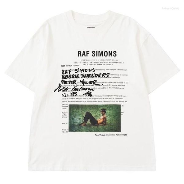 T-shirt da uomo T-shirt oversize Hip Hop Grafica Raf Simons Personaggio Po Lettera stampata Camicia Streetwear Harajuku Cotton244f