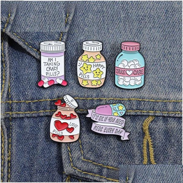 Pins Broschen Cartoon Medizin Flasche Nette Benutzerdefinierte Mantel Hut Revers Kleidung Arzt Krankenschwester Schmuck Geschenk Krankenhaus Abzeichen Metall Großhandel D