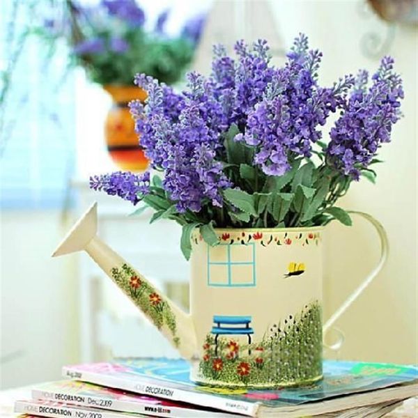 Mazzo di lavanda di seta 5 steli pezzo 10 pezzi Lavanda Bush Bouquet Simulazione Fiore artificiale Lilla Viola Bianco Matrimonio 234K