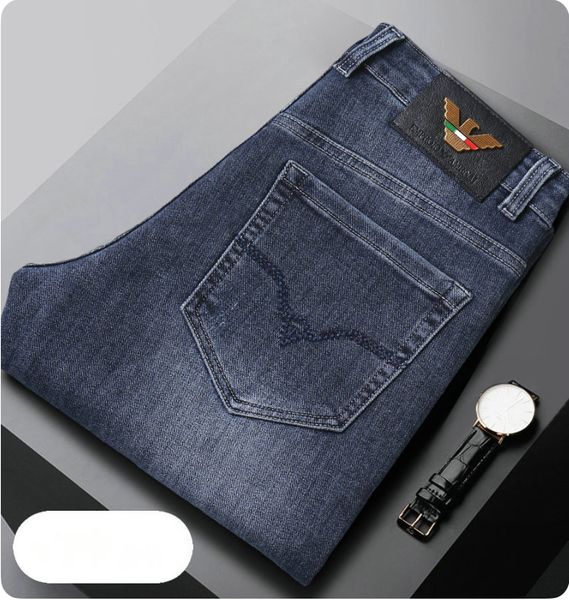 Новые ДЖИНСОВЫЕ Брюки, брюки, мужские брюки, стрейч, осень-зима, DDicon, облегающие джинсы с вышивкой, хлопковые брюки, стираные, прямые, деловые, повседневные, CQ8262