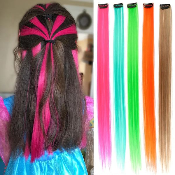 Синтетические парики MyDiva 20 Длинные прямые женские высокотемпературные синтетические зажимы для волос Шиньон Фиолетовый Розовый Красный Красочный 231006