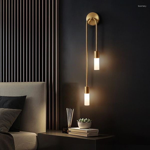 Lampada da parete Semplice Lusso Moderno Appeso Rame Corridoio Comodino Decorazione Camera da letto Corridoio Soggiorno Illuminazione interna per la casa