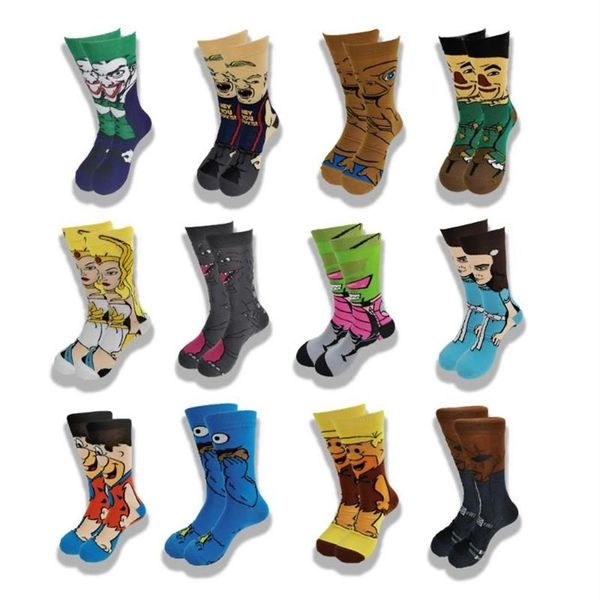 Herren Socken Film Charaktere Stricken Persönlichkeit Hip Hop Lustige Cartoon Neuheit Baumwolle Straße Wind Rohr Skateboard213U