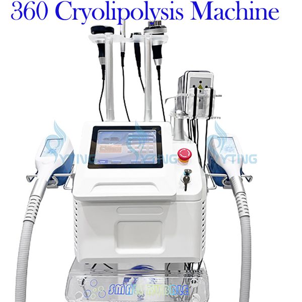 360 Cryo замораживание жира, удаление двойного подбородка, кавитация, RF подтяжка кожи, уменьшение жира, липолазер, машина для похудения тела