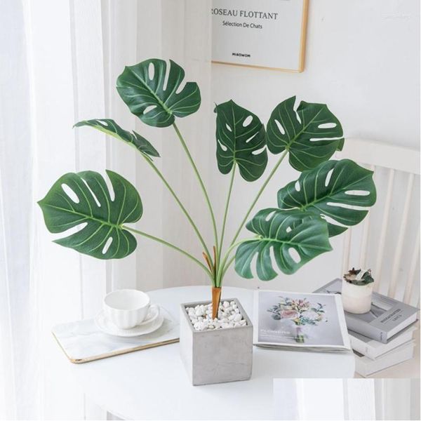 Dekorative Blumen Kränze 7 Bananenblätter Künstliche Pflanzen für Zuhause Balkon Bonsai Zubehör Weihnachtsfeier Bogen Dekoration Drop Dhgih