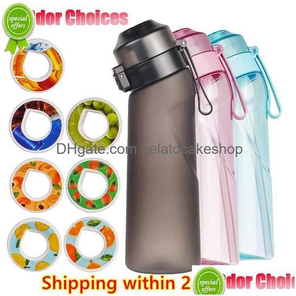 Wasserflaschen 650 ml kurze Stil Tasse Luft aromatisierte Sportflasche geeignet für Outdoor-Fitness Mode Fruchtgeschmack Duft Drop Lieferung Dhhxz