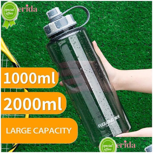 Garrafas de água 2000ml grande capacidade portátil garrafa de esportes de plástico ao ar livre com infusor de chá fitness à prova de vazamento shaker drop entrega dhgwr