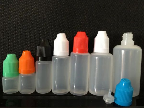 Toptan Damlalı Şişeler 3ml 5ml 10ml 15ml 20ml 30ml 50ml Plastik PE Yumuşak Boş iğne şişesi ile çocuk geçirmez kapak uzun ince damla