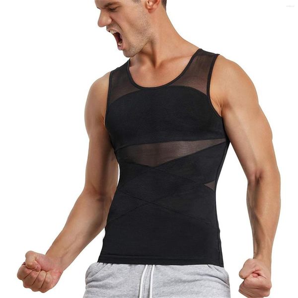 Chaleco moldeadores de cuerpo para hombres Europa y Estados Unidos Camisas de compresión elástica alta para hombres Camisa Abs delgada