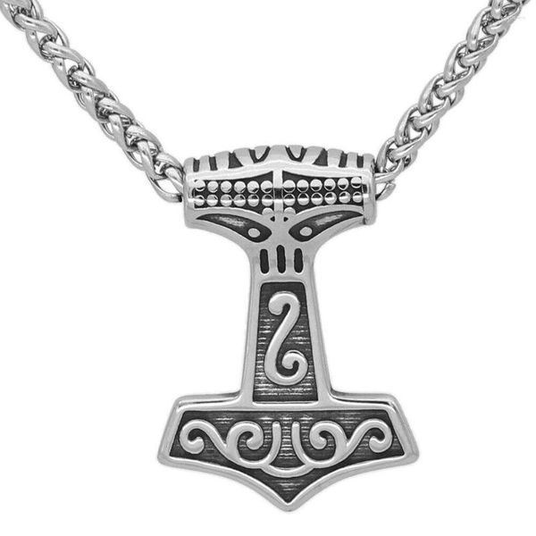 Colares Pingente Vintage Mens Norse Viking Talisman Mjolnir Colar de Aço Inoxidável Correntes Acessórios de Jóias