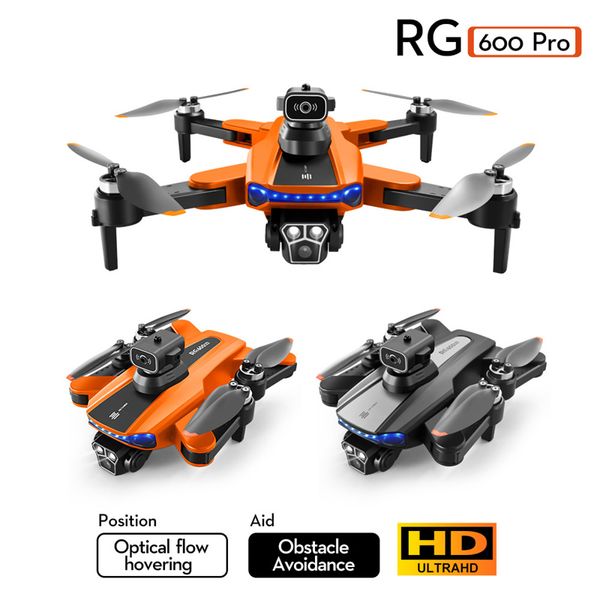 Drone RG600Pro 4K HD Avião RC aéreo com câmera dupla Quadricóptero Folheto dobrável de três lados para evitar obstáculos adequado para adultos Presente feliz para crianças Três baterias