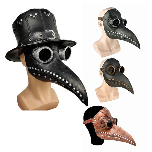 Máscaras de festa Halloween Black Rubber Plague Doctor Máscara Long Nariz Pássaro Beek Steampunk Gás Látex Máscara Facial Cosplay Prop para Crianças e Adultos 231006