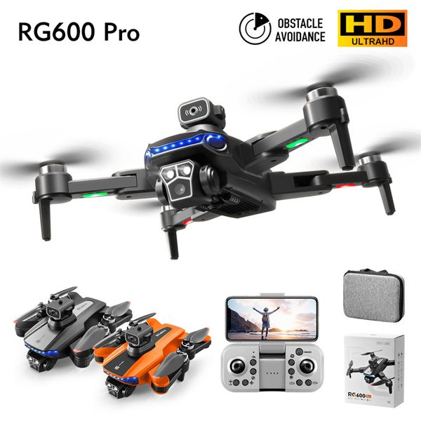 RG600PRO DRONE 4K HD Hava RC Düzlem Çift Kamera Quadcopter Katlama Broşürü Üç tarafı Engel Kaçınma Yetişkinler için Uygun Çocuklar İçin Mutlu Hediye Üç Pil A1 Be