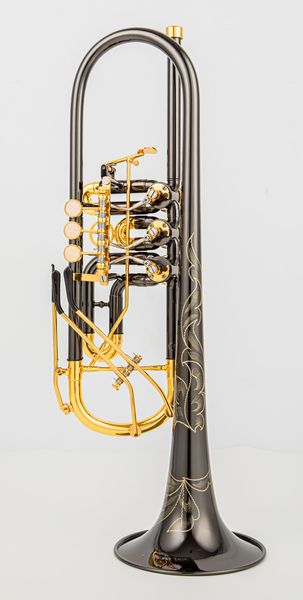 Tipo de válvula rotativa qualidade bb trompete b latão plano preto níquel ouro profissional instrumentos musicais trompete com estojo de couro