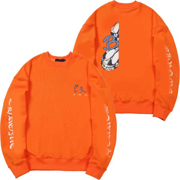 JL GC 823C01C68 Hoodie CH Matty Junge Männer Frauen Oversize Sweatshirts Streetwear Neutraler Pullover Orange Pullover mit Cartoon-Graffiti-Print Streetstyle