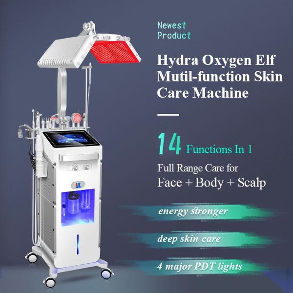 2024 mais novo 14 em 1 jato de oxigênio casca água aqua máquina facial máscara de oxigênio puro rf ultrassom microdermoabrasão máquina pdt