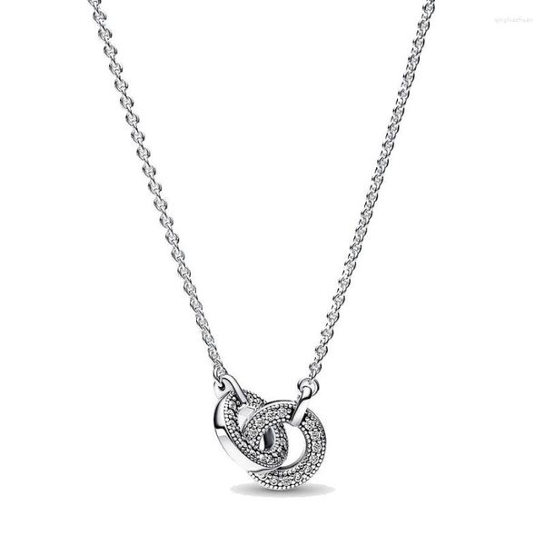 Kettingen 925 sterling zilver Pan Europe handtekeninglogo Pave tweekleurige metalen ketting voor dames Fijne sieraden