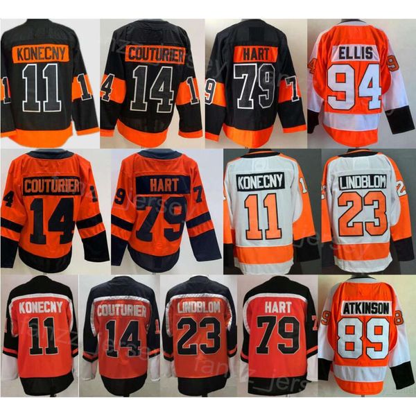 Reverse Retro Hockey 79 Carter Hart Trikots Man 11 Travis Konecny 89 Cam Atkinson 94 Ryan Ellis 14 Sean Couturier genäht für Sportfans Stadium Series Alternate