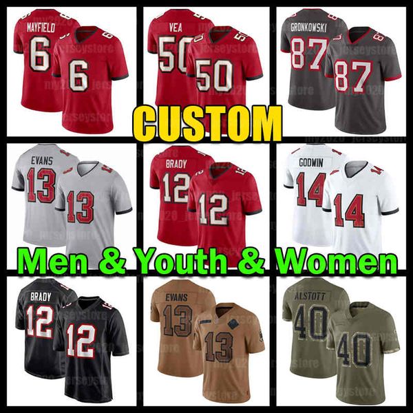 Maglia da calcio Baker Mayfield Vita Vea Mike Evans Chris Godwin Lavonte David Shaquil Barrett Tampas Bayes Robert Hainsey Tristan Wirfs Buccaneeres Chase Edmonds