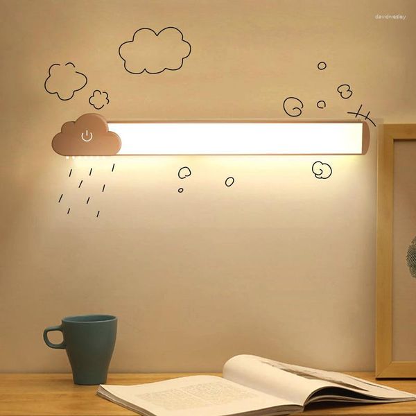 Luci notturne Creative Cloud Dormitorio Tubo luminoso LED Ricarica Protezione per gli occhi Studio per studenti Lampada da scrivania dedicata Armadio Aspirazione magnetica