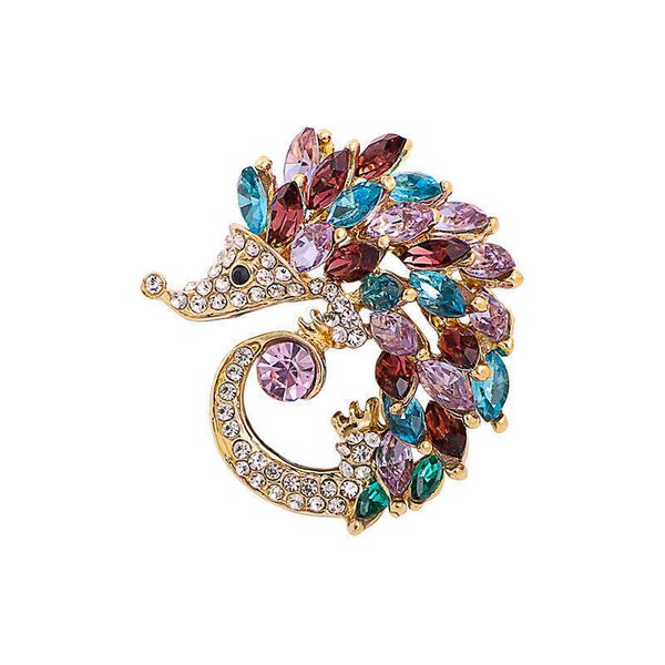 Designer de luxo broche novo criativo ouriço broche strass cristal broche liga gota óleo broche acessórios roupas