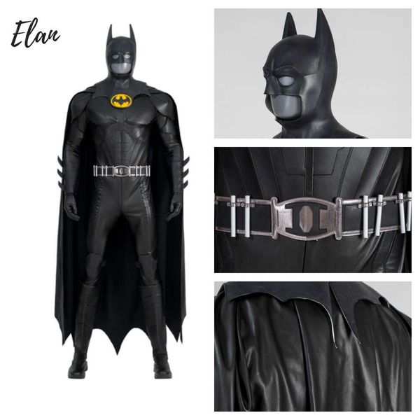 Neues schwarzes Bruce Bat Cosplay Kostüm Film Flash Bat Cosplay Anzug Keaton Bat Kostüm Anzug und Cape Maske Mann Halloween Masqueradecosplay