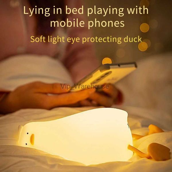 Tischlampen LED Nachtlampe Ente Silikon Tier Lichter Nachtlicht Touch Sensor Dekorative Lampe Cartoon Nachttisch Kleine Tischlampe Weihnachtsgeschenk YQ231006