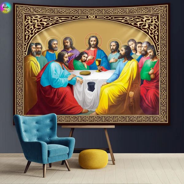 Wandteppiche Jesus Wandteppich Letztes Abendmahl Wandbehang Weihnachten Heimdekoration Christus Raumdekoration Großer Stoff für Schlafzimmer Wandteppiche 231005