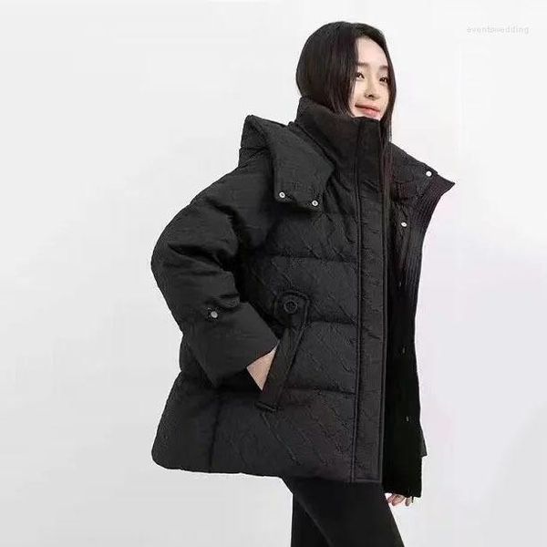 Damen-Trenchcoats, modische Daunenjacke mit Kapuze, koreanische Mädchen, Streetwear, langärmlig, Parkas, lässige Pufferjacken für Damen, einfarbiger Mantel