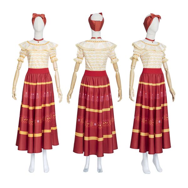 Encanto Dolores Madrigal Elbise Cosplay Costume Tam Set Yetişkin ve Çocuklar İçin Uzun Etek Kıyafet