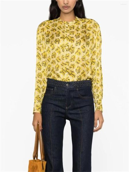 Camicette da donna Camicie con O-Collo stampate a fiori vintage all'inizio dell'autunno 2023 Camicetta monopetto francese a maniche lunghe da donna Chemise