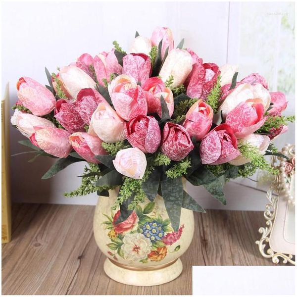 Dekorative Blumen Kränze Spitze Künstliche Blume Real Touch Fake Bouquet Für Dekoration Weiße Rote Rose Hausgarten Weihnachtsdekoration Dro Dhhar