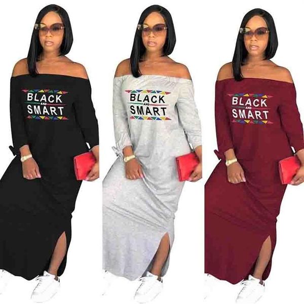 Lässiges T-Shirt lange Kleider Schulterfrei Kleid Nähen Damen Vestidos sexy Split Maxikleid figurbetont plus Größe Damenbekleidung2859