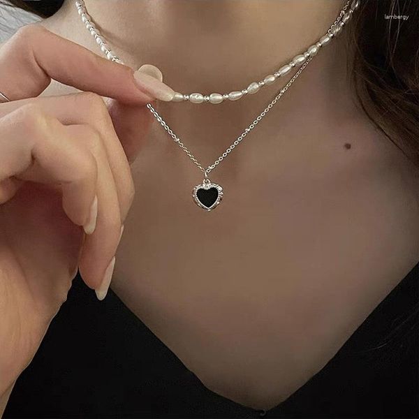 Ожерелья с подвесками Minar, индивидуальное колье-чокер с природным пресноводным жемчугом для женщин, двухслойное ожерелье с круглой цепочкой черного цвета в форме сердца