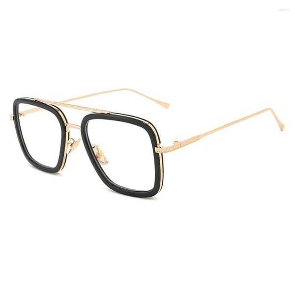 Sonnenbrille Rechteck Gold Doppelte Brücke Retro Rahmen Lesebrille 0,75 bis 4