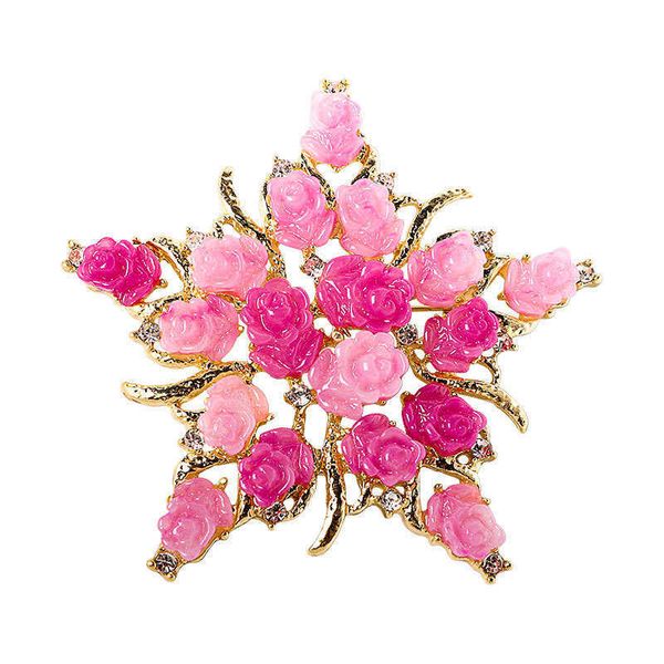 Spilla di lusso di design Vento Palazzo vintage Temperamento Rosa Graduale Rosa Seno Ago Fiore in vetro Accessori per fiori al seno