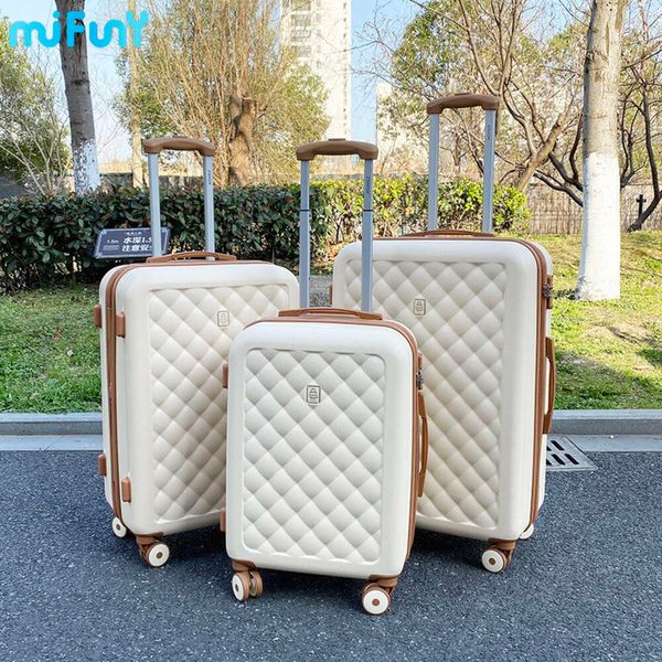 MiFuny Fashion Rollgepäck Ins beliebte karierte Trolley-Tasche Handgepäck mit Rollen Spinner Reisegepäck Koffer Set231006