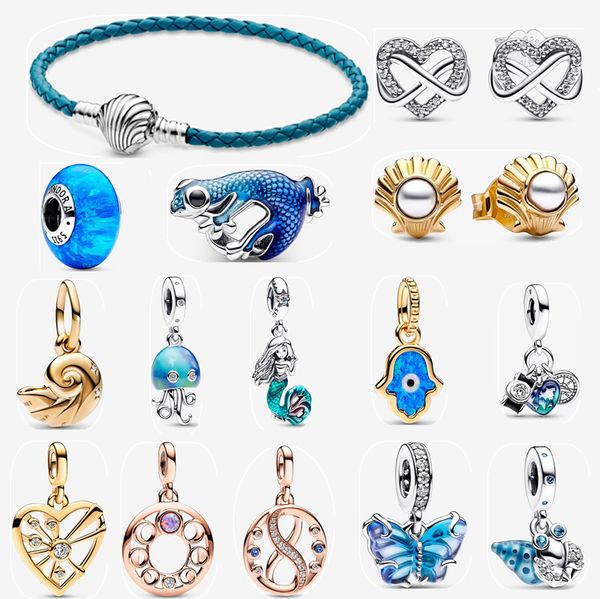 2023 Nuovi braccialetti di design con ciondoli per le donne Gioielli per feste di fidanzamento Regalo di lusso Fai da te Bracciale Pandoras Animali blu Catena a maglie in argento sterling con diamanti con scatola