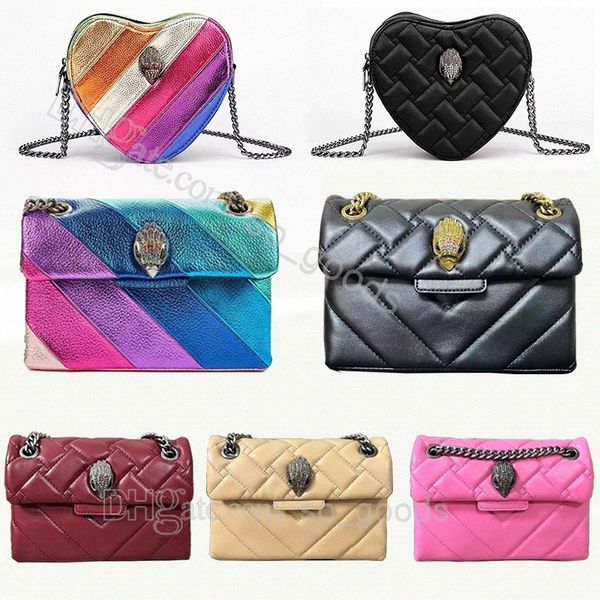 Kurt Geiger a forma di cuore in pelle Londra Kensington Bag Women Crossbody Fahison Borse di lusso Borse a filo dell'imbracatura arcobaleno W9IM#