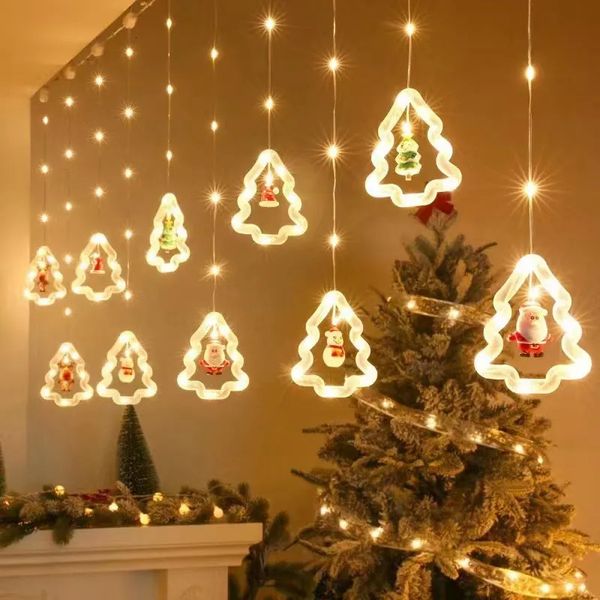 Decorazioni natalizie 3M10LED Luci natalizie Stringa di Babbo Natale Decorazione per finestre Luci natalizie Regalo di Natale Anno di Natale Decorazione della casa 231005