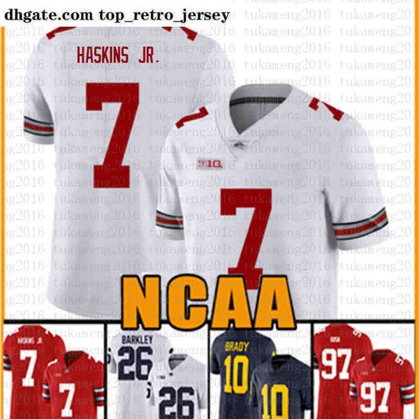 NOVO College Wear Jerseys NCAA Ohio State Buckeyes 97 Nick Football Bosa 7 Dwayne Haskins Jr Camisa de futebol americano 10 Tom Brady SEVR