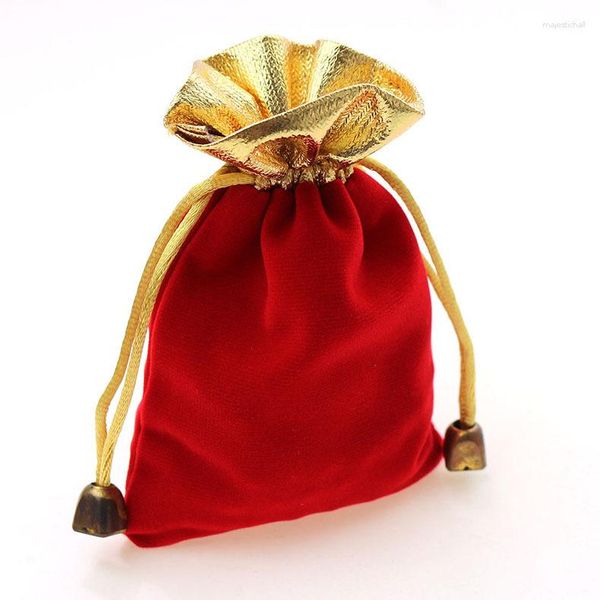 Bolsas de jóias 9/12cm 30pcs vermelho phnom penh sacos de veludo para bolsa saco de presente pacote com cordões casamento diy mulheres exibição