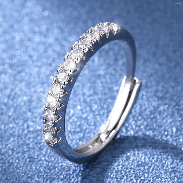 Cluster-Ringe, Geschenk für Freundin, wunderschöne Hochzeit, Damenschmuck, weißer, schöner Ring, Legierung, eingelegte Strasssteine, weiblich